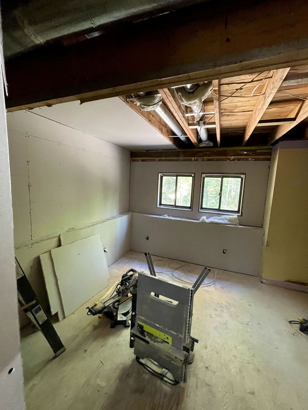 Drywall hung and ready for finishing