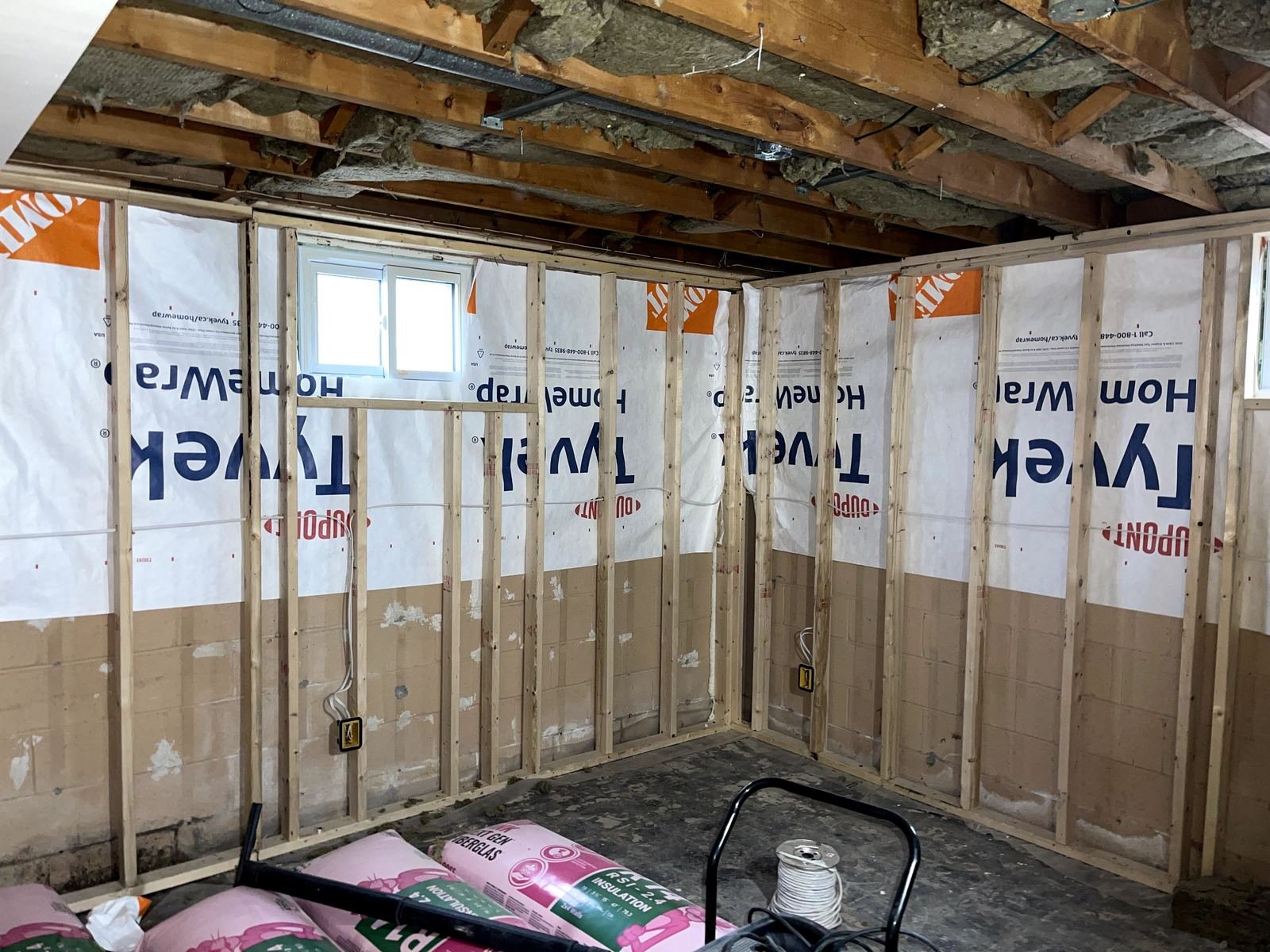 Framing and insulation on a basement build